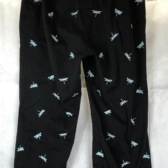 âDragonfly in Amber:â Women Black Capri w/Blue Dragonflies - Picture 2 of 3